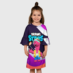 Платье клеш для девочки Даг с хотдогом - Brawl Stars, цвет: 3D-принт — фото 2