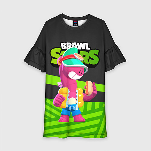 Детское платье Doug Brawl stars green black / 3D-принт – фото 1