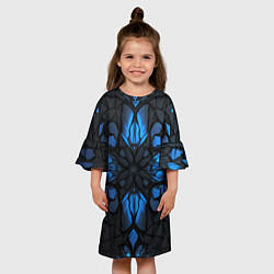 Платье клеш для девочки Синий абстрактный узор на плитах, цвет: 3D-принт — фото 2