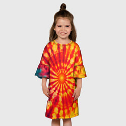 Платье клеш для девочки Тай дай солнце, цвет: 3D-принт — фото 2