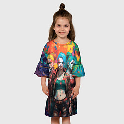 Платье клеш для девочки Три девушки на Хэллоуин, цвет: 3D-принт — фото 2
