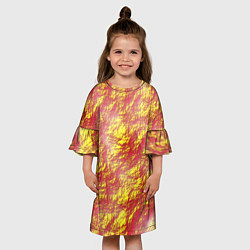Платье клеш для девочки Золото с оранжевым, цвет: 3D-принт — фото 2