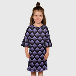 Платье клеш для девочки Фиолетовые выпуклые ромбы, цвет: 3D-принт — фото 2