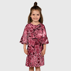 Платье клеш для девочки Мозаичный узор в коричнево-красных тонах, цвет: 3D-принт — фото 2