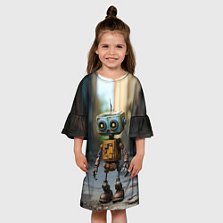 Платье клеш для девочки Миниатюрный робот, цвет: 3D-принт — фото 2
