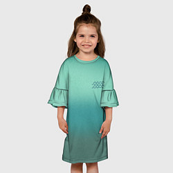 Платье клеш для девочки Бирюзовый цвет морской волны, цвет: 3D-принт — фото 2