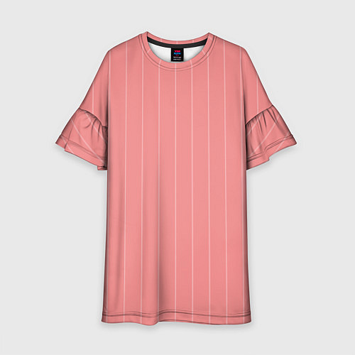 Детское платье Благородный розовый полосатый / 3D-принт – фото 1