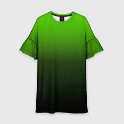 Платье клеш для девочки Градиент ядовитый зеленый - черный, цвет: 3D-принт