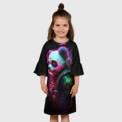 Платье клеш для девочки Cyberpunk panda, цвет: 3D-принт — фото 2