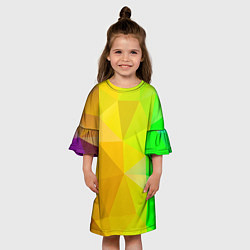 Платье клеш для девочки Жёлто-зелёная геометрия, цвет: 3D-принт — фото 2