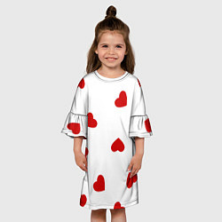 Платье клеш для девочки Красные сердечки на белом, цвет: 3D-принт — фото 2