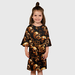 Платье клеш для девочки Медные черепа, цвет: 3D-принт — фото 2