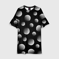 Платье клеш для девочки Шары в полоску на черном фоне, цвет: 3D-принт