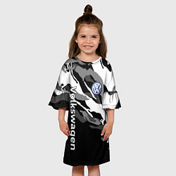 Платье клеш для девочки Фольцваген - белый камуфляж, цвет: 3D-принт — фото 2