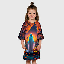 Платье клеш для девочки Привидение в хэллоуинскую ночь, цвет: 3D-принт — фото 2