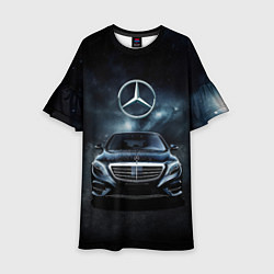 Платье клеш для девочки Mercedes Benz black, цвет: 3D-принт