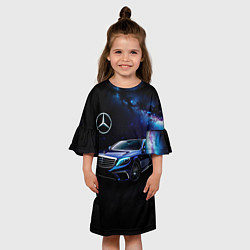 Платье клеш для девочки Синий мерседес, цвет: 3D-принт — фото 2
