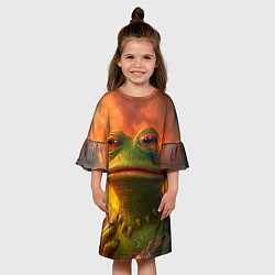 Платье клеш для девочки Пепе в огне, цвет: 3D-принт — фото 2