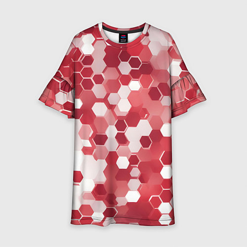 Детское платье Кибер Hexagon Красный / 3D-принт – фото 1