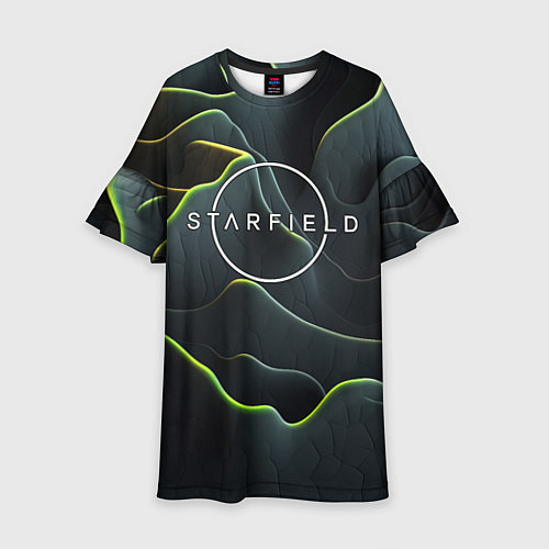 Детское платье Starfield logo green texture / 3D-принт – фото 1