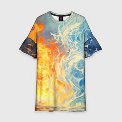 Детское платье Вода и пламя абстракция
