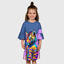 Платье клеш для девочки Cool tiger cub - pop art, цвет: 3D-принт — фото 2