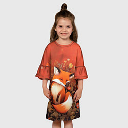 Платье клеш для девочки Довольный лисёнок, цвет: 3D-принт — фото 2