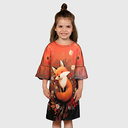 Платье клеш для девочки Умилительный лисёнок, цвет: 3D-принт — фото 2