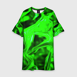 Платье клеш для девочки Зелёная кислотная неоновая коалесценция, цвет: 3D-принт