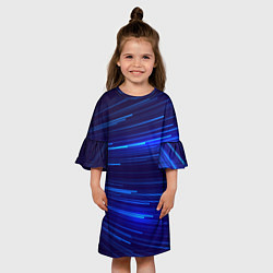 Платье клеш для девочки Яркие неоновые полосы - минимализм, цвет: 3D-принт — фото 2