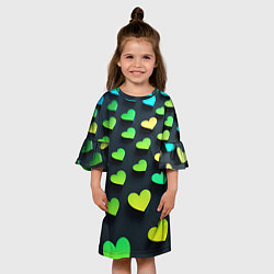 Платье клеш для девочки Паттерн - сердца градиент - нейросеть, цвет: 3D-принт — фото 2