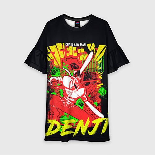 Детское платье Человек-бензопила - поп арт / 3D-принт – фото 1