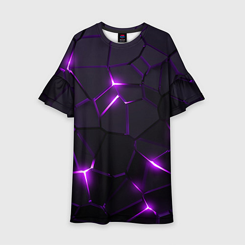Детское платье Неоновые плиты с фиолетовым свечением / 3D-принт – фото 1