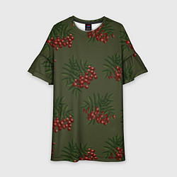 Детское платье Рябина на зеленом - паттерн