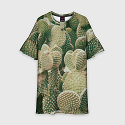 Платье клеш для девочки Поле кактусов, цвет: 3D-принт