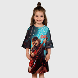 Платье клеш для девочки ACDC rock music, цвет: 3D-принт — фото 2