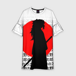Платье клеш для девочки Ёриичи - клинок рассекающий демонов - силуэт, цвет: 3D-принт