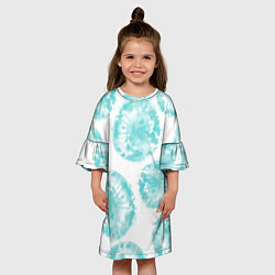 Платье клеш для девочки Акварельные голубые био формы, цвет: 3D-принт — фото 2