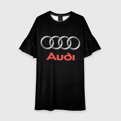 Платье клеш для девочки Audi sport на чёрном, цвет: 3D-принт