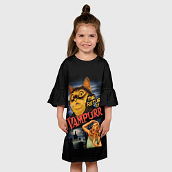 Платье клеш для девочки Кот вампир, цвет: 3D-принт — фото 2