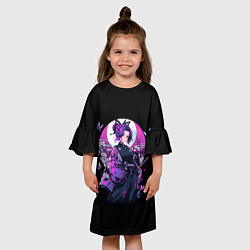 Платье клеш для девочки Шинобу - Клинок демонов, цвет: 3D-принт — фото 2
