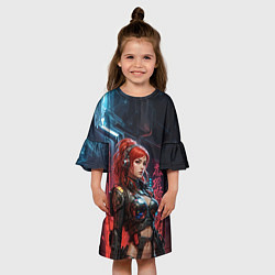 Платье клеш для девочки Рыжая девушка в броне, цвет: 3D-принт — фото 2