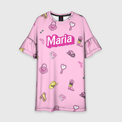 Детское платье Имя Мария в стиле барби - розовый паттерн аксессуа / 3D-принт – фото 1