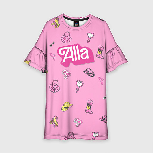 Детское платье Алла - в стиле ретро барби: аксессуары на розовом / 3D-принт – фото 1