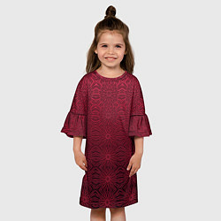 Платье клеш для девочки Изысканный красный узорчатый, цвет: 3D-принт — фото 2