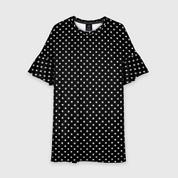 Платье клеш для девочки В мелкий горошек на черном фоне, цвет: 3D-принт