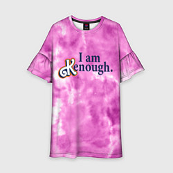 Платье клеш для девочки I am kenough - розовый тай-дай, цвет: 3D-принт