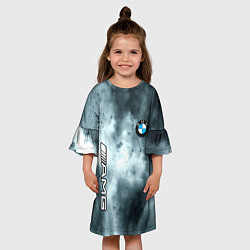 Платье клеш для девочки Bmw смок текстура, цвет: 3D-принт — фото 2