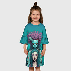 Платье клеш для девочки Призрак и девушка в лодке, цвет: 3D-принт — фото 2