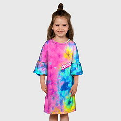 Платье клеш для девочки Barbie - floral pattern - tie-dye, цвет: 3D-принт — фото 2